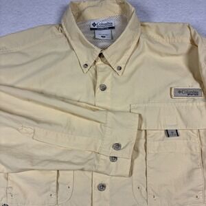 Columbia PFG Mens Medium Yellow Button Up Long Sleeve Vented Fishing Omni-Shade